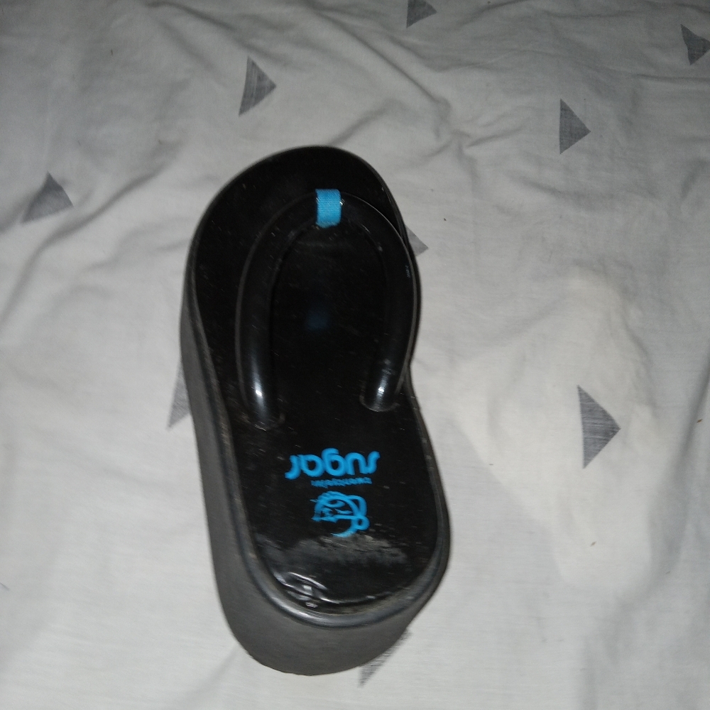 sugar , black platform thong sandals